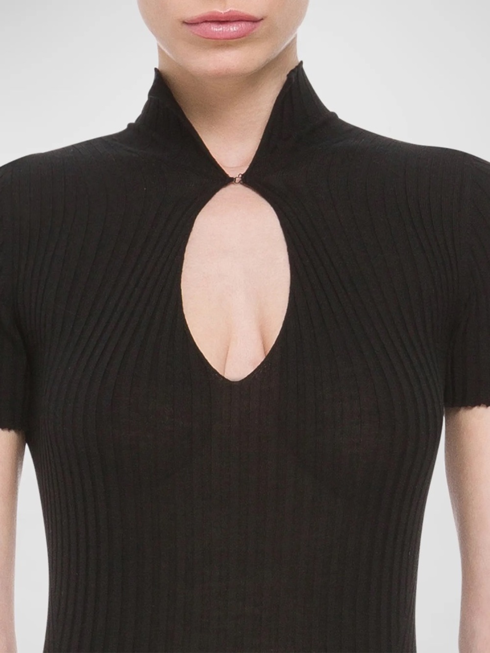Wolford Ribbed Cutout Merino Wool Bodysuit NWT